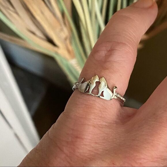 Kissing Cats Stainless Steel CZ Ring Sizes 6,7 - Picture 3 of 8